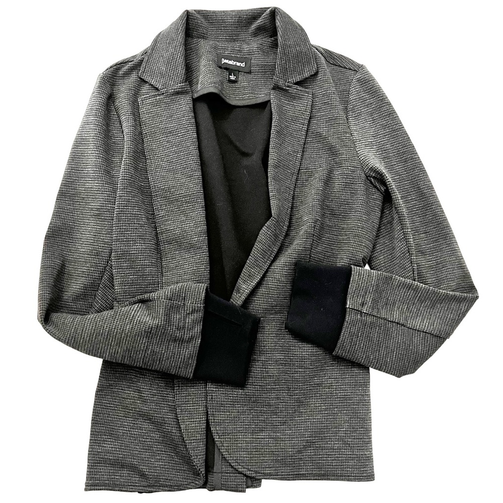 Betabrand Active Ponte Knit Stretch Gray Blazer Jacket